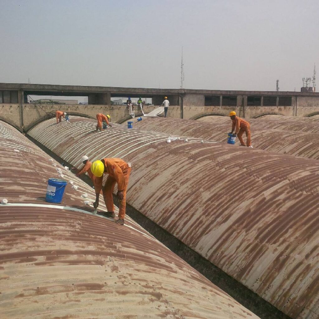 HydroSeal being applied to a concrete roof surface